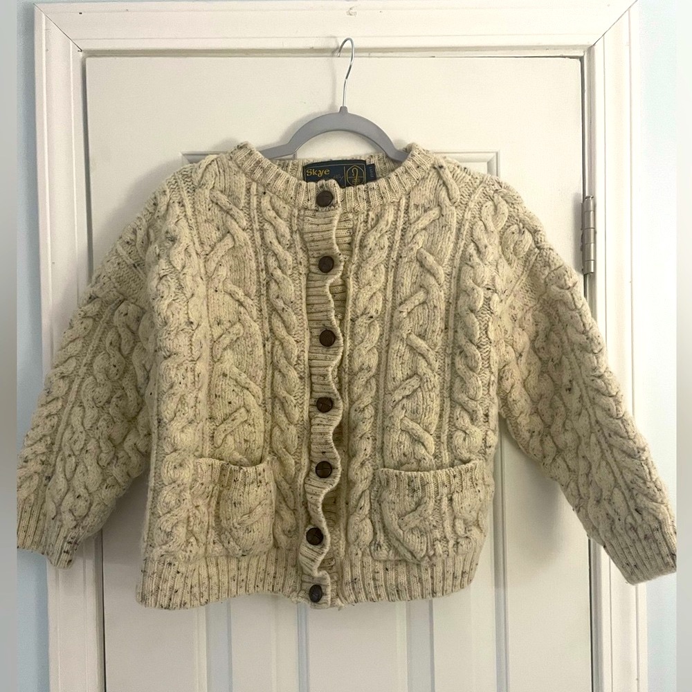 Vintage English Button Wool Cardigan Sweater Skye Naturally British Made